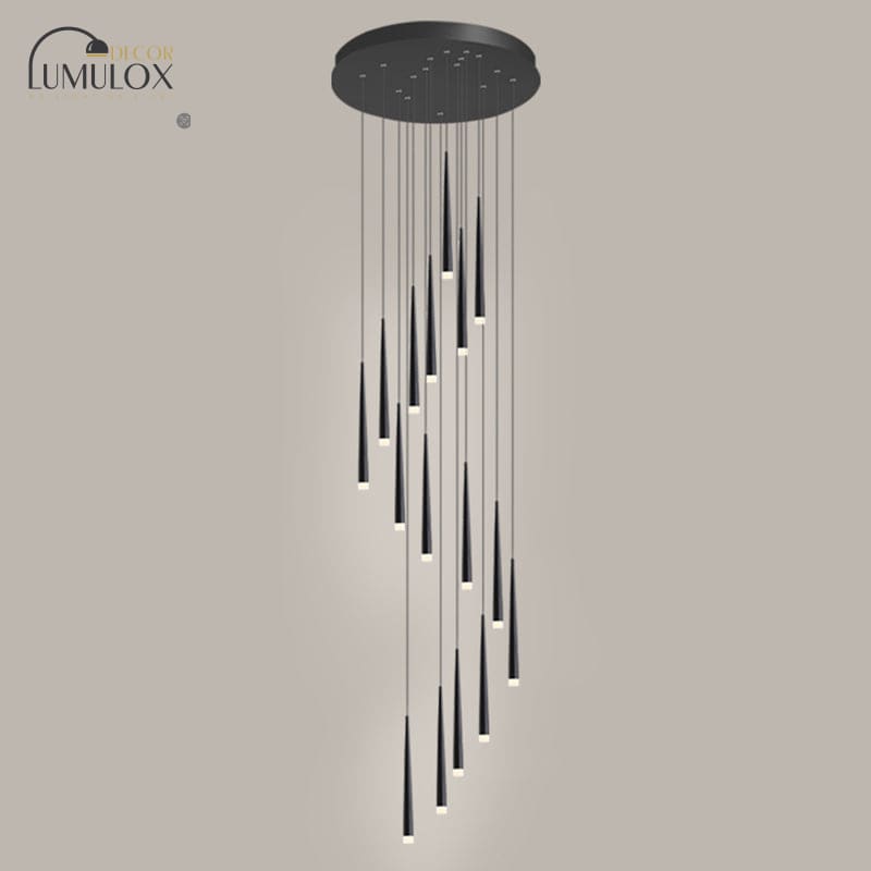 Minimalist Metallic Multi Ceiling Light  Staircase Suspension Lighting with Acrylic Shade