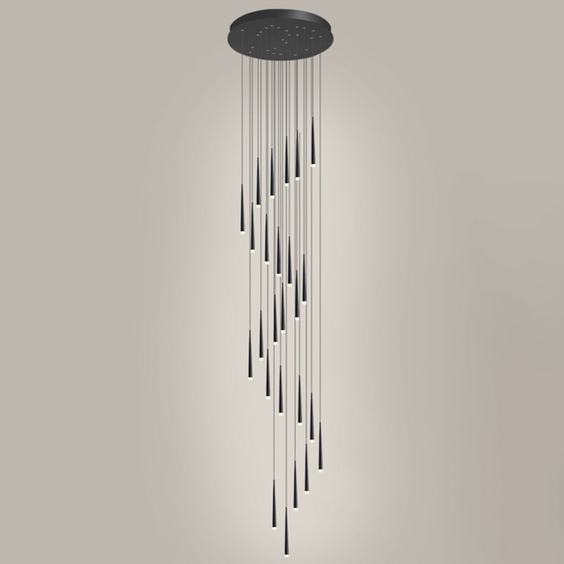 Sleek Metallic Spiral Ceiling Light With Acrylic Shade - Minimalistic Staircase Suspension Lighting