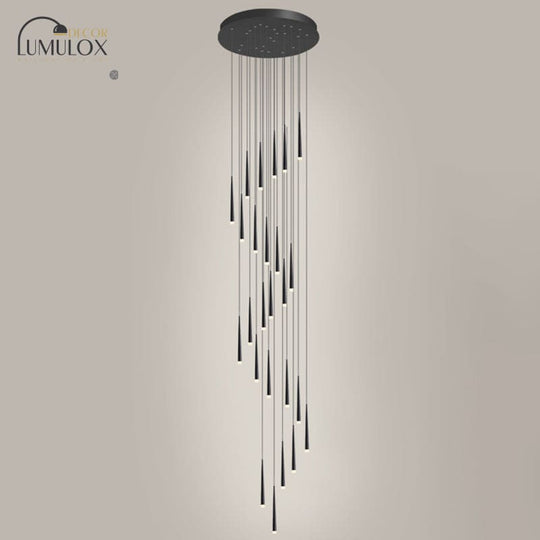 Minimalist Metallic Multi Ceiling Light  Staircase Suspension Lighting with Acrylic Shade