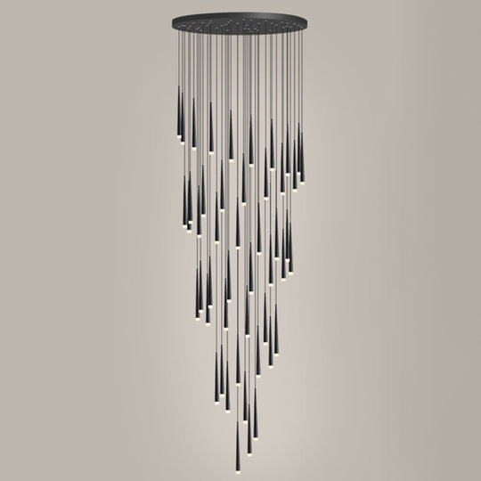 Sleek Metallic Spiral Ceiling Light With Acrylic Shade - Minimalistic Staircase Suspension Lighting