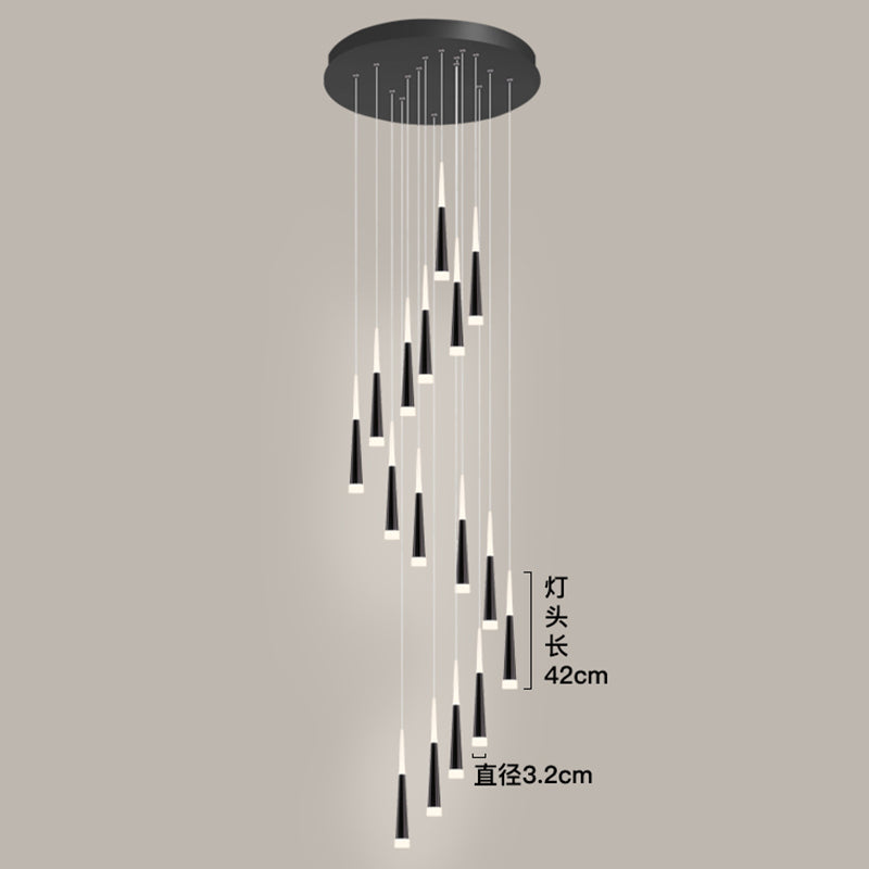 Sleek Metallic Spiral Ceiling Light With Acrylic Shade - Minimalistic Staircase Suspension Lighting