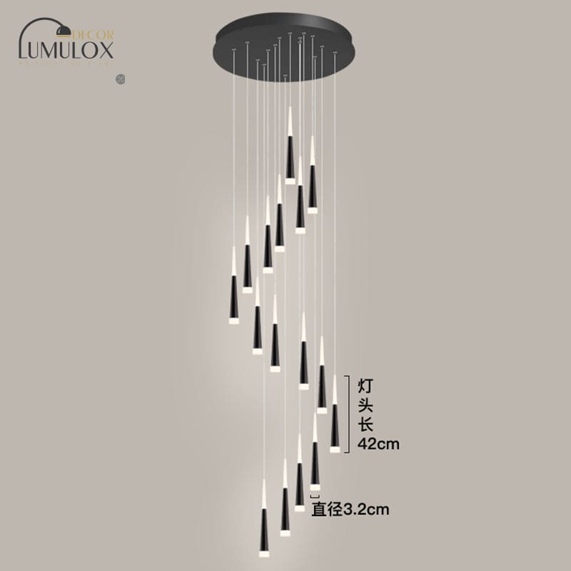 Minimalist Metallic Multi Ceiling Light  Staircase Suspension Lighting with Acrylic Shade