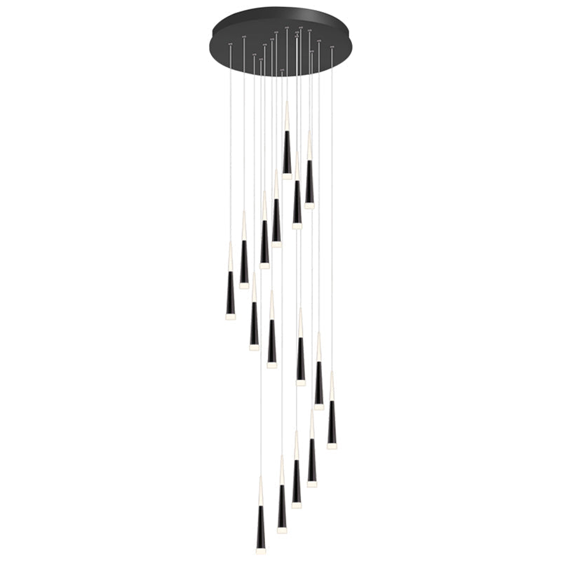 Sleek Metallic Spiral Ceiling Light With Acrylic Shade - Minimalistic Staircase Suspension Lighting