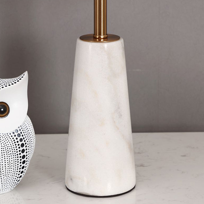 White Nordic Style Round Bedside Table Lamp With Marble Base