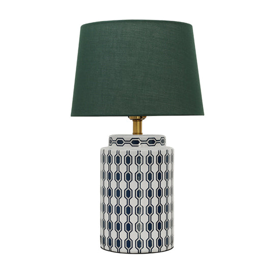 Green Ceramic Bedside Table Lamp With Empire Shade