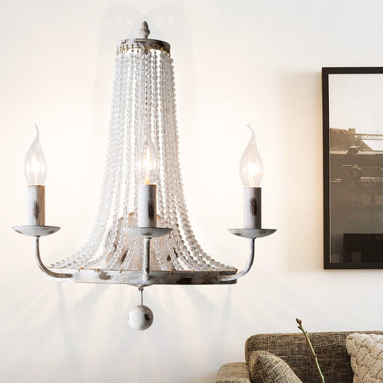 White Crystal Wall Mount Retro Light With Metallic Candlestick - Elegant And Timeless 3 /