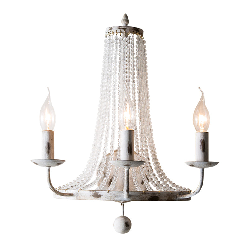 White Crystal Wall Mount Retro Light With Metallic Candlestick - Elegant And Timeless