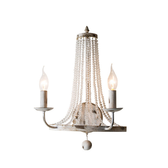 White Crystal Wall Mount Retro Light With Metallic Candlestick - Elegant And Timeless