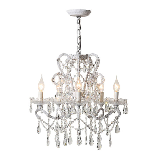 Vintage Metal Chandelier Pendant Light With Crystal Accents - Perfect For Living Room