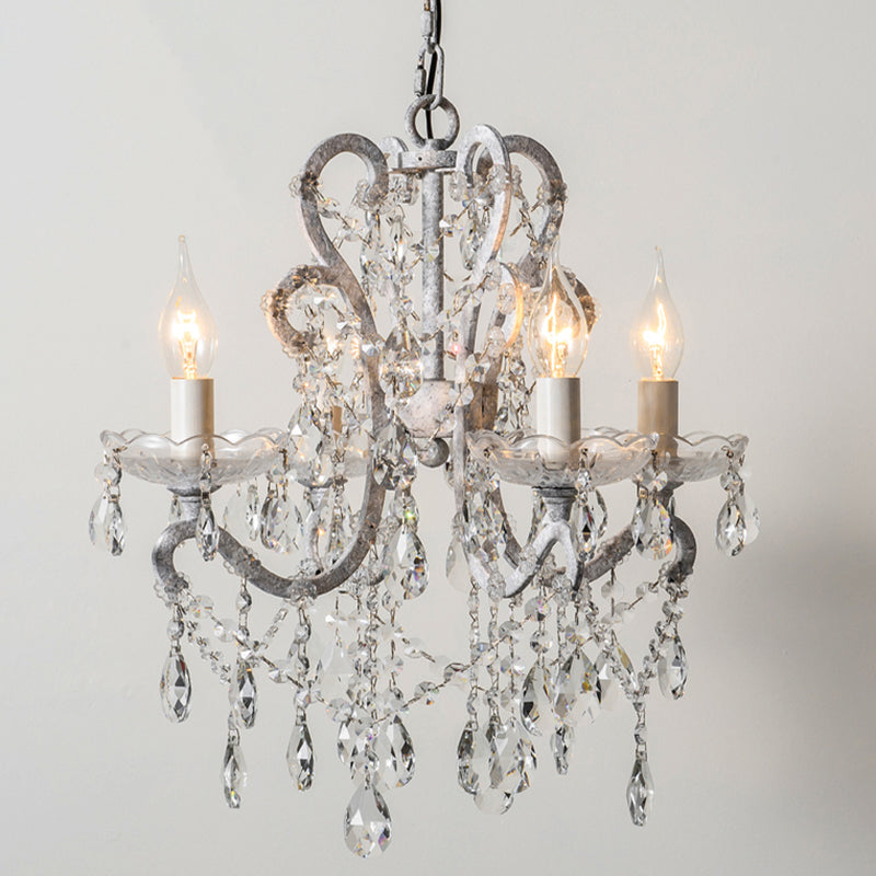 Vintage Metal Chandelier Pendant Light With Crystal Accents - Perfect For Living Room