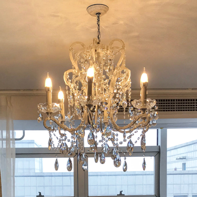 Vintage Metal Chandelier Pendant Light With Crystal Accents - Perfect For Living Room