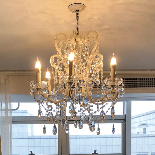 Vintage Metal Chandelier Pendant Light With Crystal Accents - Perfect For Living Room