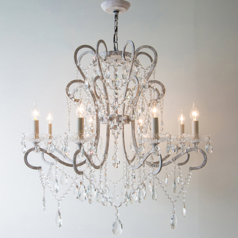 Vintage Metal Chandelier Pendant Light With Crystal Accents - Perfect For Living Room