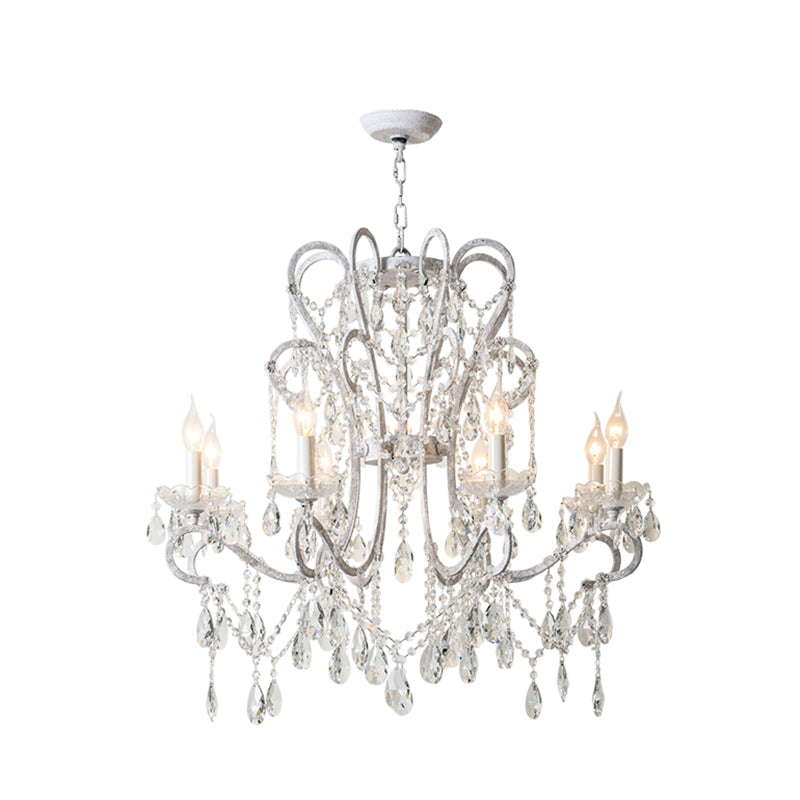 Vintage Metal Chandelier Pendant Light With Crystal Accents - Perfect For Living Room