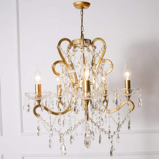 Vintage Metal Chandelier Pendant Light With Crystal Accents - Perfect For Living Room