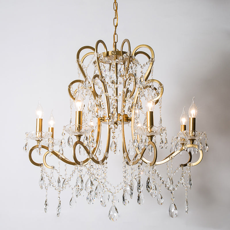 Vintage Metal Chandelier Pendant Light With Crystal Accents - Perfect For Living Room