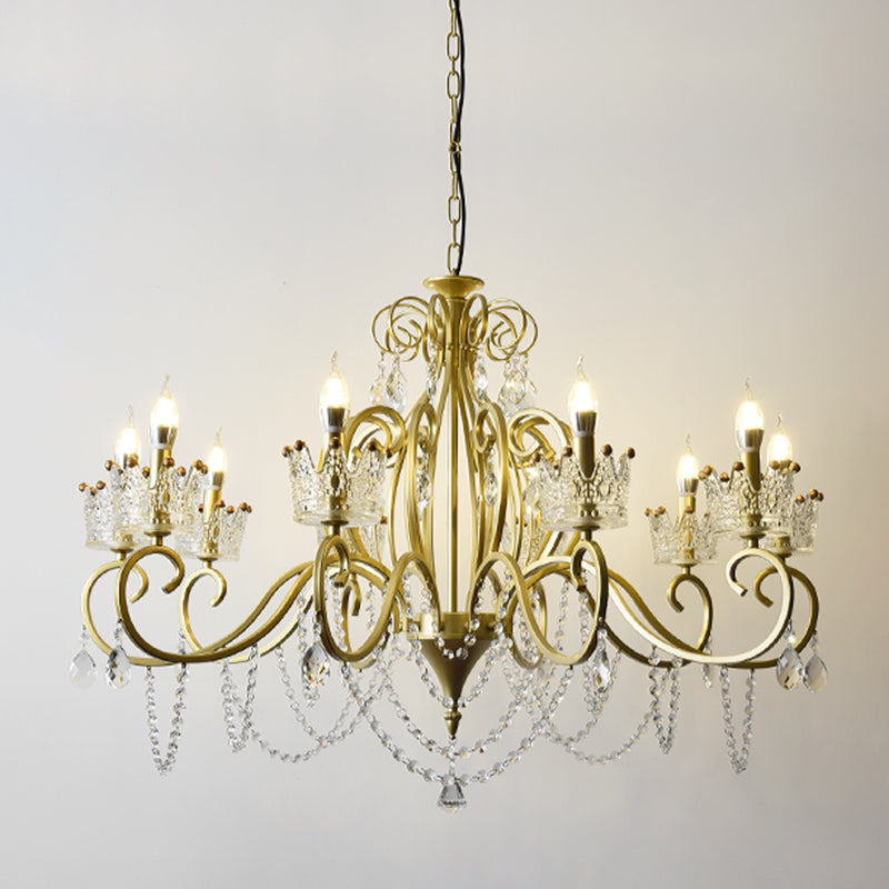 Classic Crystal Chandelier Pendant Light With Metallic Candlestick