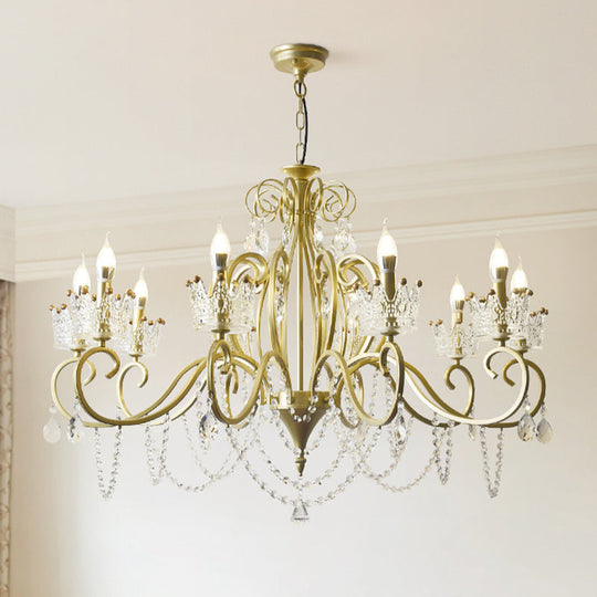 Classic Crystal Chandelier Pendant Light With Metallic Candlestick