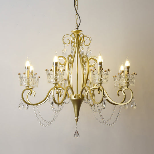 Classic Crystal Chandelier Pendant Light With Metallic Candlestick