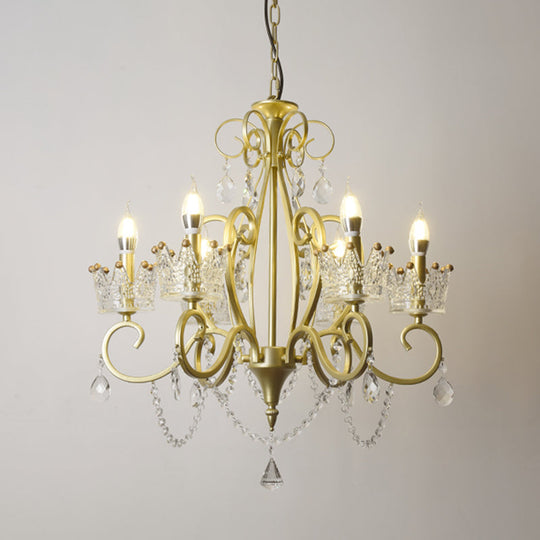 Classic Crystal Chandelier Pendant Light With Metallic Candlestick