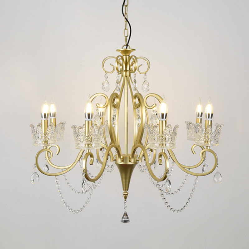 Classic Crystal Chandelier Pendant Light With Metallic Candlestick