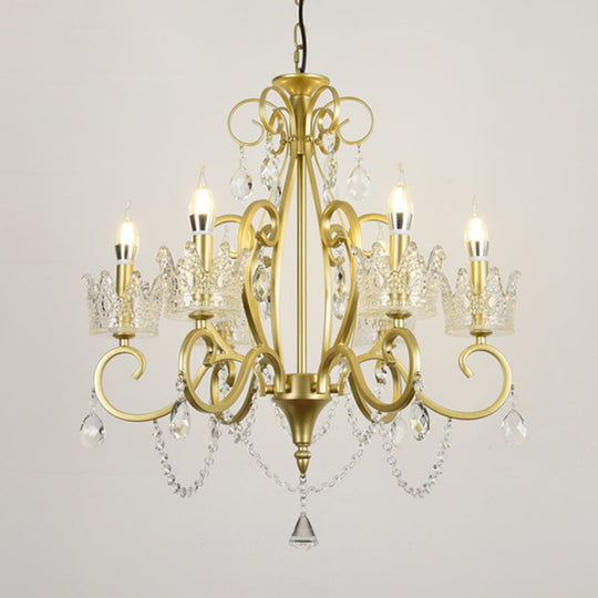 Classic Crystal Chandelier Pendant Light With Metallic Candlestick