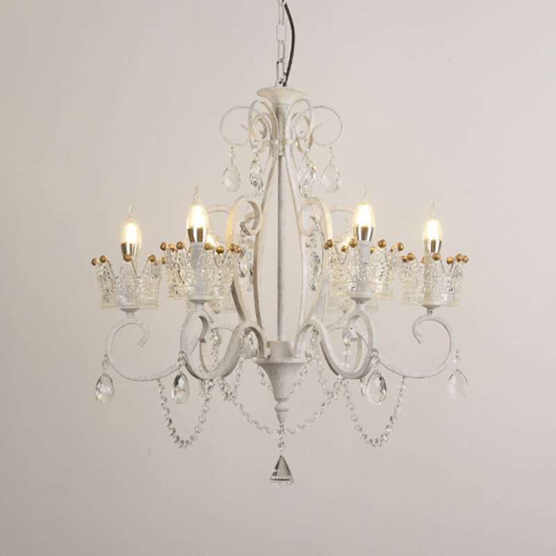 Classic Crystal Chandelier Pendant Light With Metallic Candlestick White / Small C