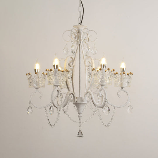 Classic Crystal Chandelier Pendant Light With Metallic Candlestick White / Small C