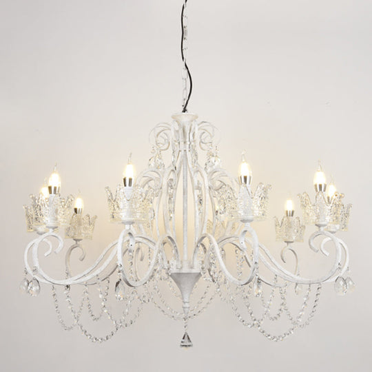 Classic Crystal Chandelier Pendant Light With Metallic Candlestick