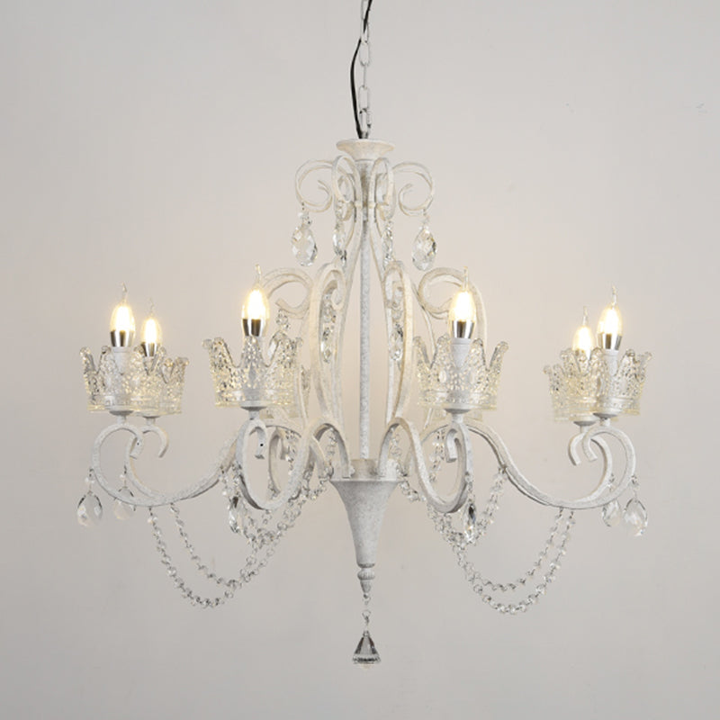 Classic Crystal Chandelier Pendant Light With Metallic Candlestick White / Medium B