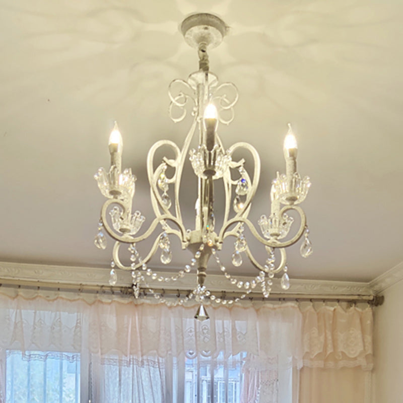 Classic Crystal Chandelier Pendant Light With Metallic Candlestick