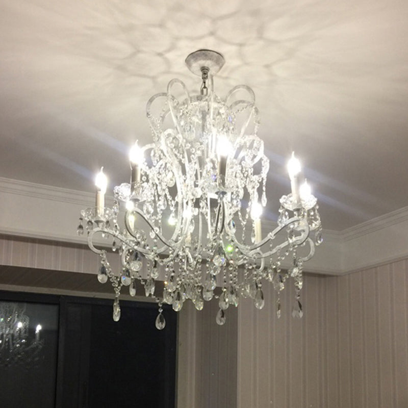 Classic Crystal Chandelier Pendant Light With Metallic Candlestick