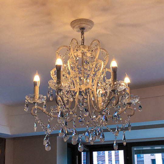 Classic Crystal Chandelier Pendant Light With Metallic Candlestick