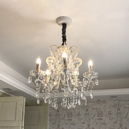 Classic Crystal Chandelier Pendant Light With Metallic Candlestick