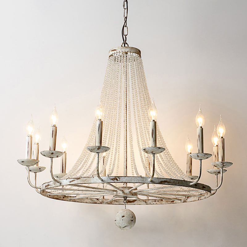 Vintage Crystal Bead Candelabra Chandelier Pendant Light