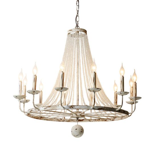 Vintage Crystal Bead Candelabra Chandelier Pendant Light