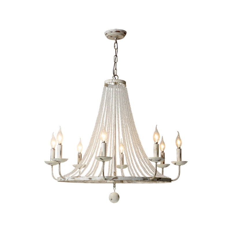 Vintage Crystal Bead Candelabra Chandelier Pendant Light