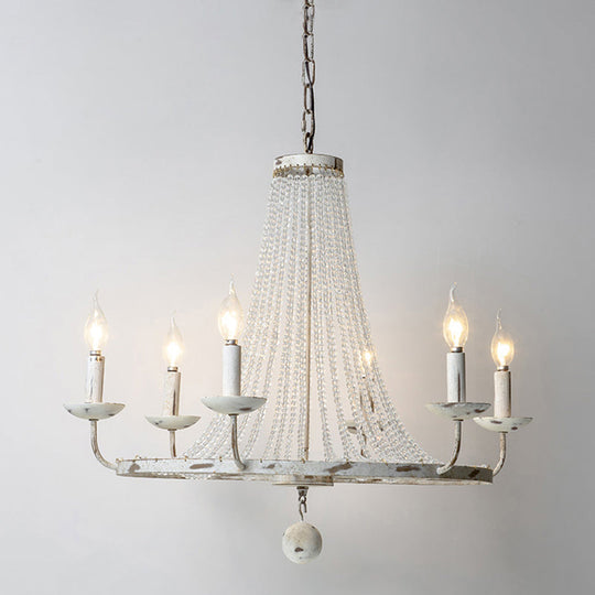 Vintage Crystal Bead Candelabra Chandelier Pendant Light