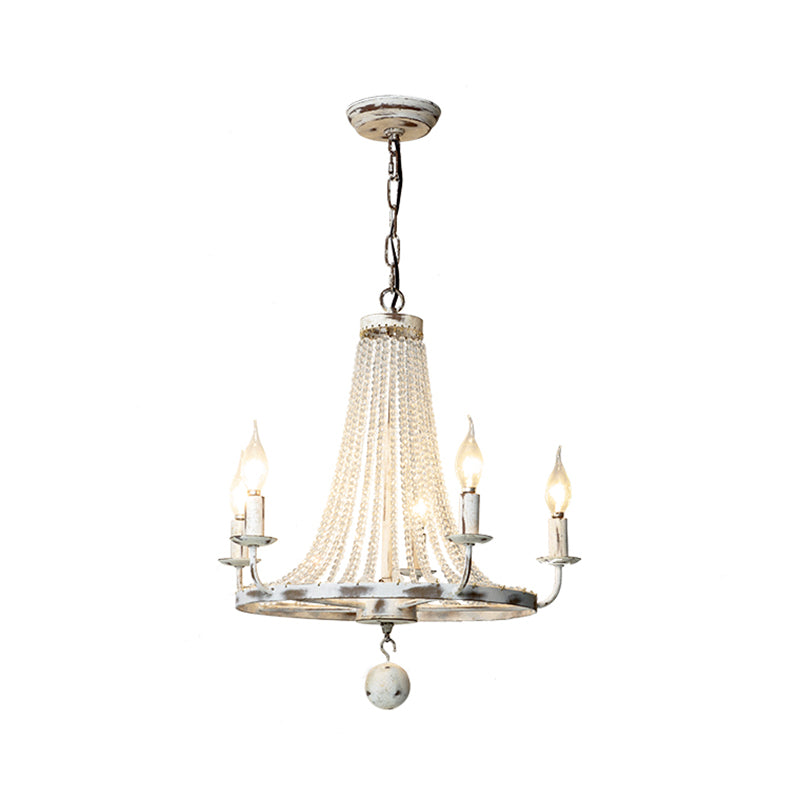 Vintage Crystal Bead Candelabra Chandelier Pendant Light