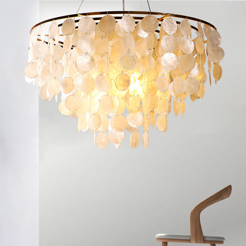 Minimalist Shell Gold Pendant Light - Elegant Dining Room Chandelier