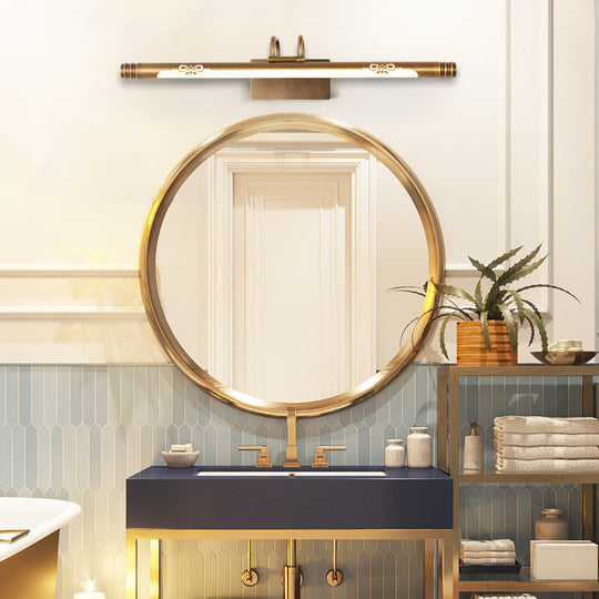 Classic Metal Led Bathroom Vanity Light In White/Warm With Bronze/Brass Sconce Available 3 Sizes