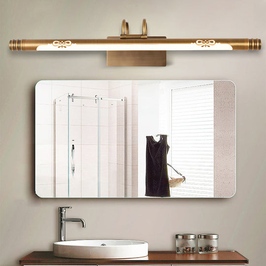 Classic Metal Led Bathroom Vanity Light In White/Warm With Bronze/Brass Sconce Available 3 Sizes