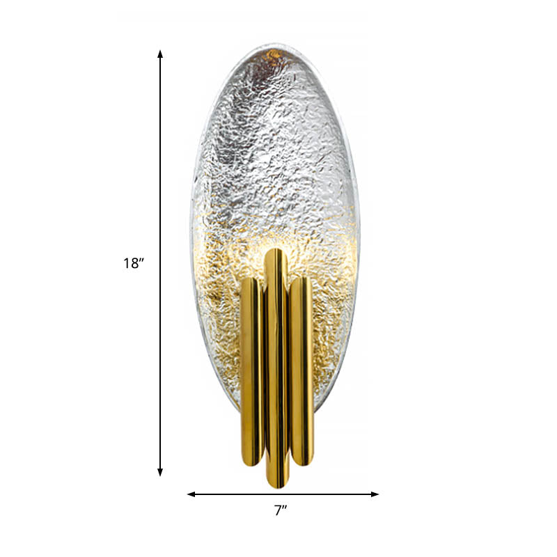 Oval Wall Sconce Lighting - Postmodern Led Resin Fixture Silver/Gold Finish 18 Height