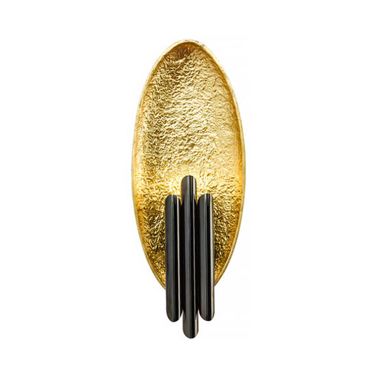 Oval Wall Sconce Lighting - Postmodern Led Resin Fixture Silver/Gold Finish 18 Height