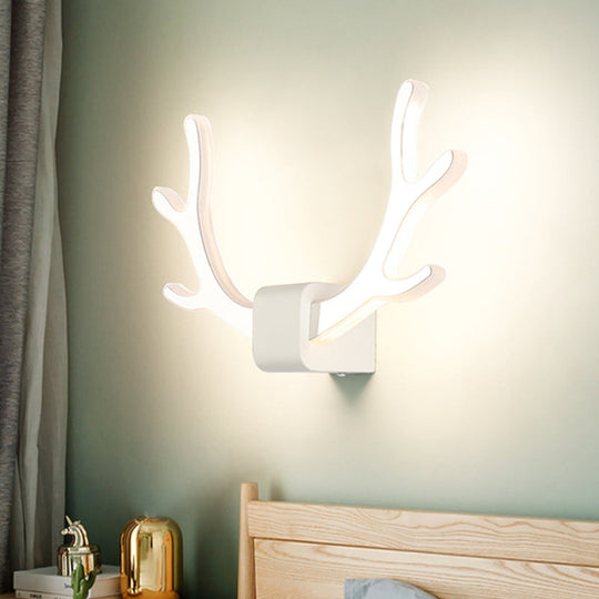 Modern Acrylic Antlers Wall Sconce Lamp: Black/White Led Pull Chain Warm/White Light White /