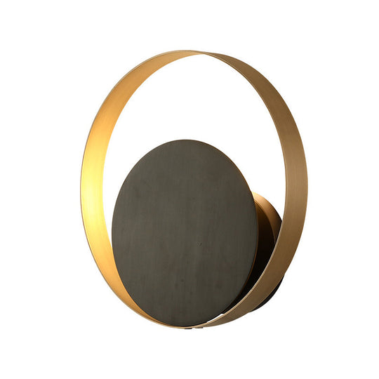 Metallic Orbit Sconce Light - Simplicity Golden Single Wall Mounted Lighting