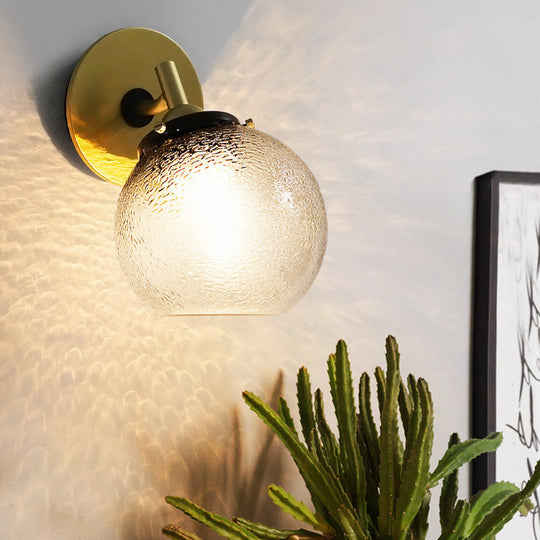 Minimalist 1-Light Gold Wall Sconce: Exposed Ball Design For Living Room Water Glass Feature