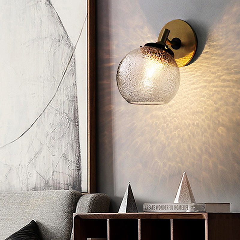 Minimalist 1-Light Gold Wall Sconce: Exposed Ball Design For Living Room Water Glass Feature