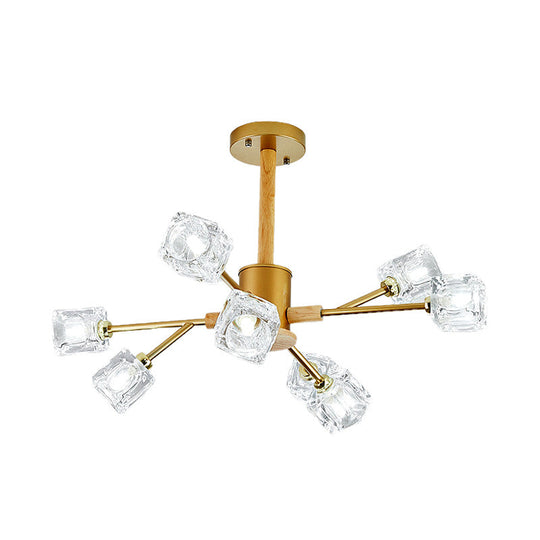 Modern Crystal Branch Chandelier With Gold/Grey Finish - 8/12 Bulbs Hanging Light Fixture