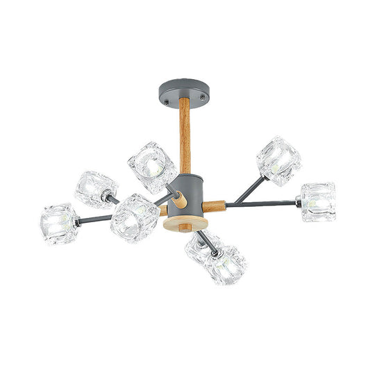 Modern Crystal Branch Chandelier With Gold/Grey Finish - 8/12 Bulbs Hanging Light Fixture